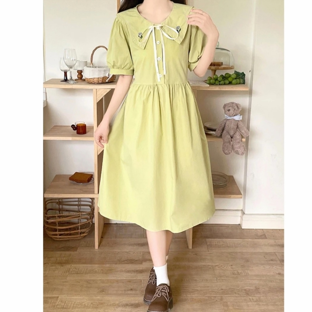 Sheena Del Ray Lolita Dress‎ Lime Green Cotton Embroidered